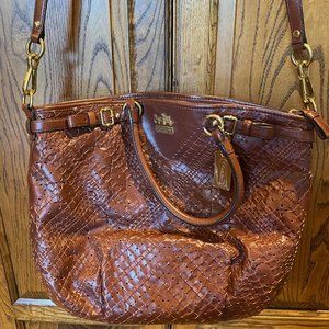 Coach Brown Woven Leather Tote